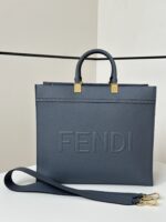 原單FEND芬迪新品藍色Tote全粒面牛皮托特包8636