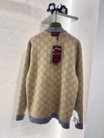 Gucci古驰頂級秋冬新款兩面穿撞色提花針織開衫
