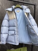 Gucci古驰頂級羽絨尼龍拼接GG帆布中長款羽絨夾克
