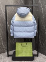 Gucci古驰頂級羽絨尼龍拼接GG帆布中長款羽絨夾克