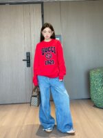 Gucci古驰高仿網站秋冬24SS新款紅色女款衛衣