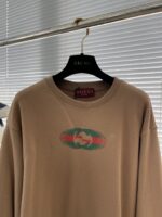 Gucci古驰頂級秋冬24SS新款卡其色雙G長袖衛衣