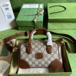 頂級GUCCI古驰723307棕色波士頓包斜挎包
