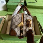頂級GUCCI古驰723307棕色波士頓包斜挎包