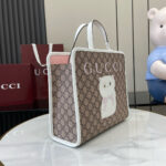 頂級GUCCI古驰605614小貓白皮托特包