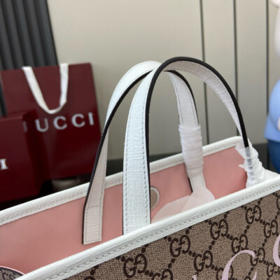 頂級GUCCI古驰605614小貓白皮托特包