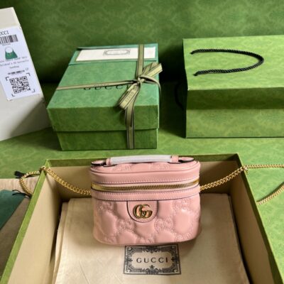 頂級GUCCI古驰723770淺粉色化妝包