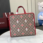 原單GUCCI古驰605614小狗蘑菇红皮托特包