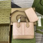 高仿GUCCI古驰雙811716灰粉托特包挎包