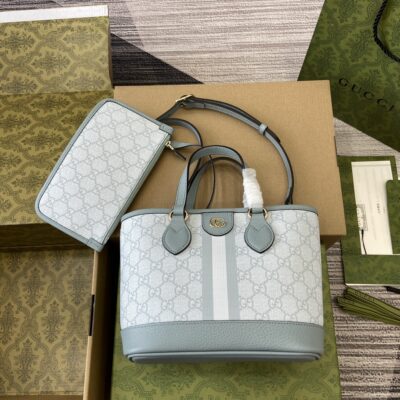 高仿精品GUCCI古驰雙811716灰藍托特包挎包