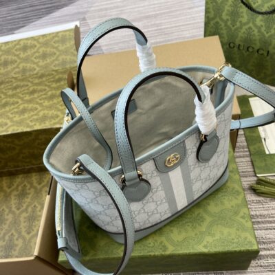 高仿精品GUCCI古驰雙811716灰藍托特包挎包