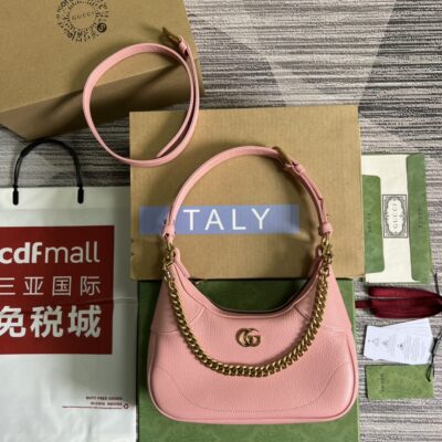 頂級GUCCI古驰雙女款粉色731817腋下包肩包