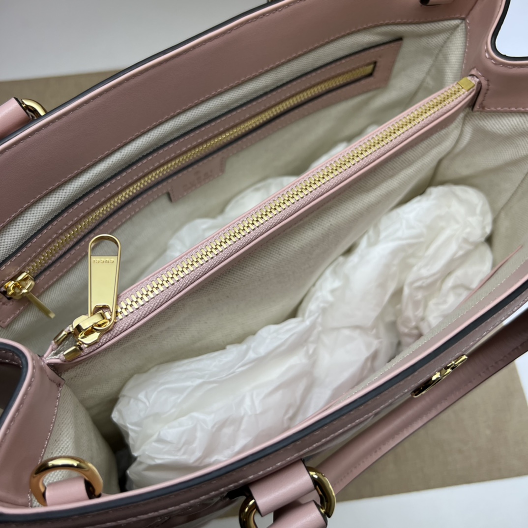 高品質GUCCI古驰雙728236淺粉色女款托特包挎包