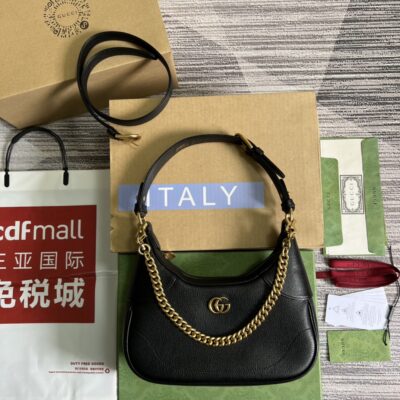 高仿精品GUCCI古驰雙女款黑色731817腋下包肩包