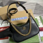 高仿精品GUCCI古驰雙女款黑色731817腋下包肩包