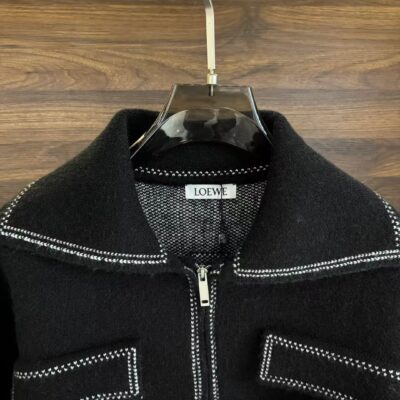 頂級Loewe羅意威秋冬新款黑色外套夾克保暖