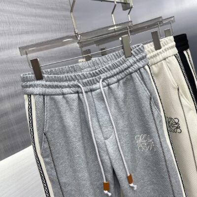 頂級Loewe羅意威秋冬新款灰色運動褲加絨褲