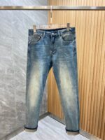 頂級Loewe羅意威新款淺藍色男士牛仔褲長褲