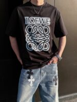 高仿衣服Loewe羅意威最新款黑色短袖圓領T恤男女同款