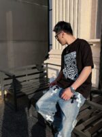 高仿衣服Loewe羅意威最新款黑色短袖圓領T恤男女同款