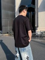 高仿衣服Loewe羅意威最新款黑色短袖圓領T恤男女同款