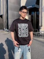 高仿衣服Loewe羅意威最新款黑色短袖圓領T恤男女同款