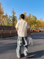高仿衣服Loewe羅意威時尚白色短袖圓領T恤男女同款