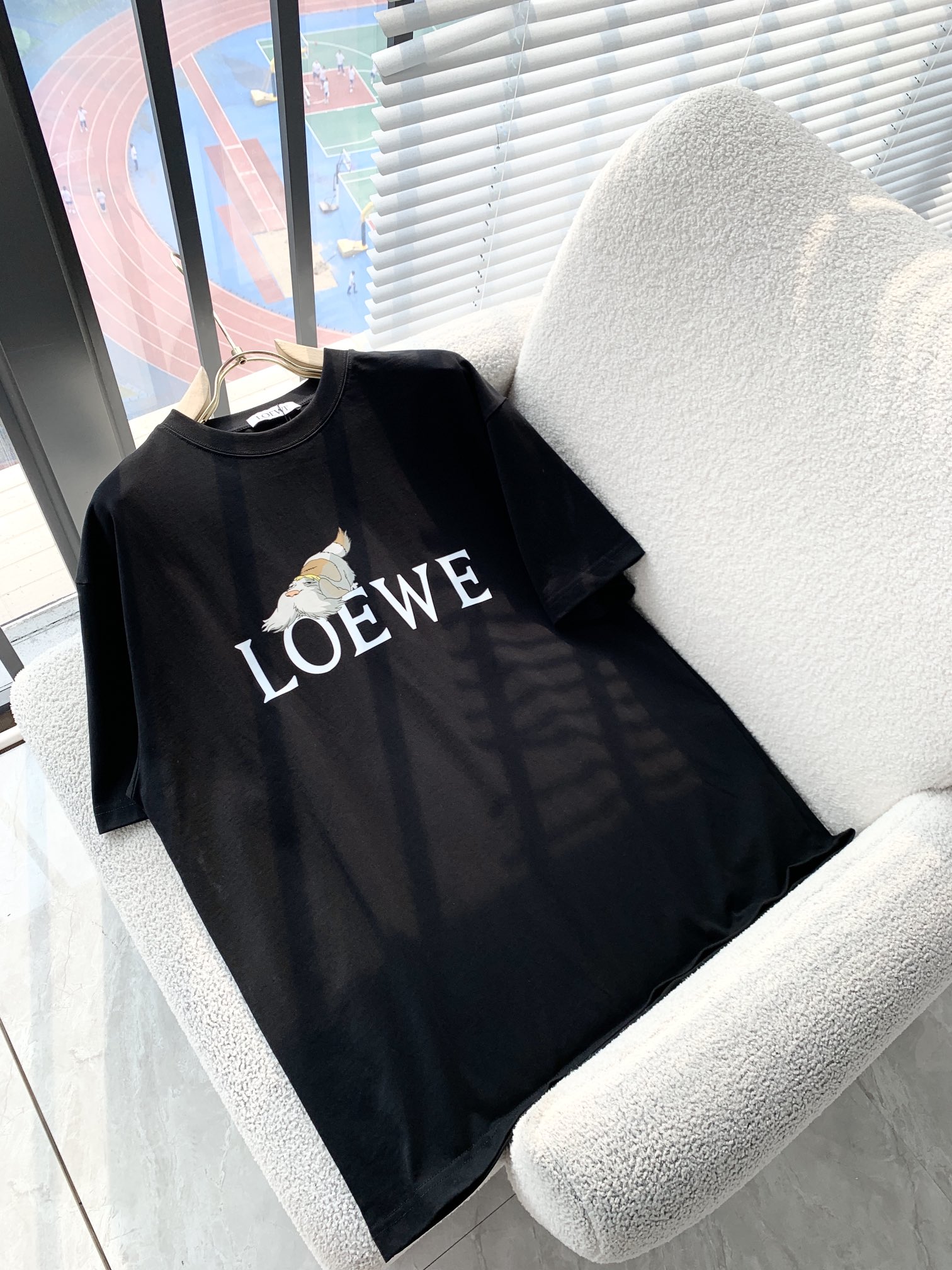 高品質Loewe羅意威春夏黑色男女同款短袖T恤