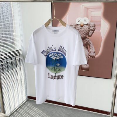 頂級Loewe羅意威春夏百搭款白色短袖圓領柔軟合身 T 恤