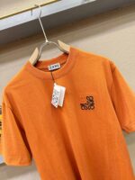 頂級Loewe羅意威春夏橘黃色走秀图案时尚休闲短袖T恤衫