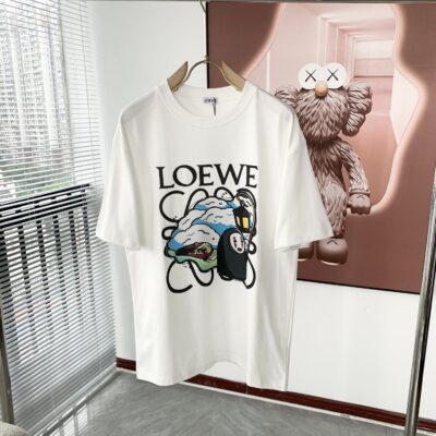 復刻Loewe羅意威春夏白色情侣款最新的贸易订单短袖T恤