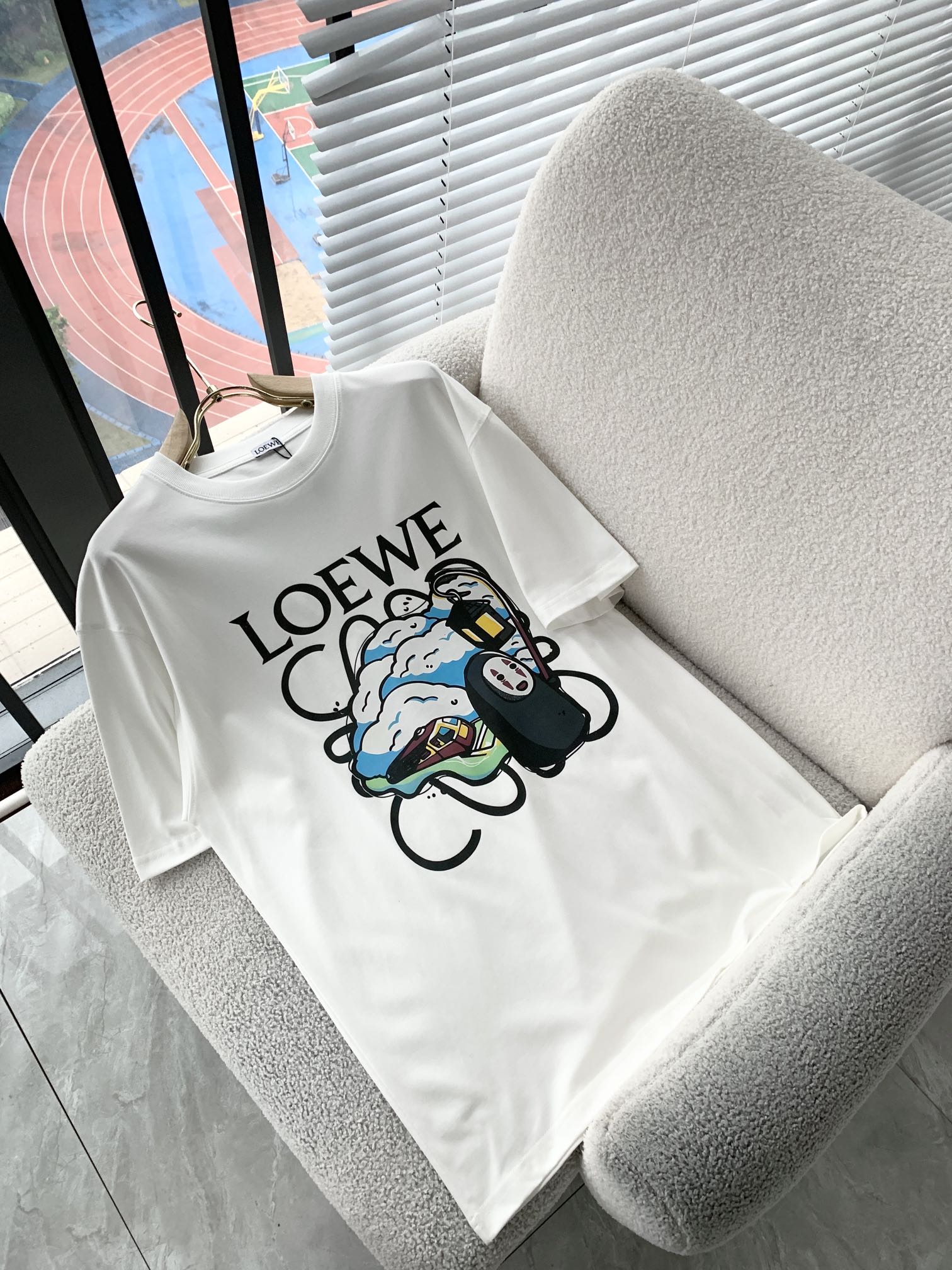 復刻Loewe羅意威春夏白色情侣款最新的贸易订单短袖T恤