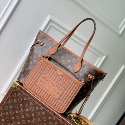 原單LV路易威登M12061棕Neverfull Inside Out 中号手袋