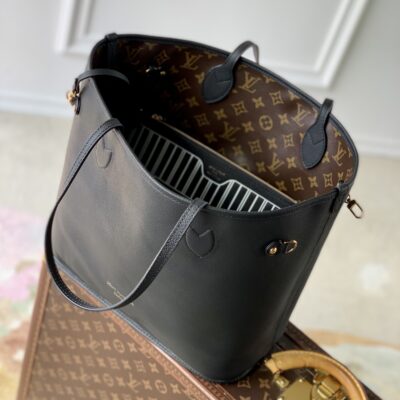 頂級LV路易威登M12061黑色Neverfull Inside Out 中号手袋