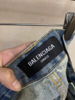 原單Balenciaga巴黎世家新款塗層刷蠟闊腿牛仔褲