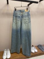 原單Balenciaga巴黎世家新款塗層刷蠟闊腿牛仔褲