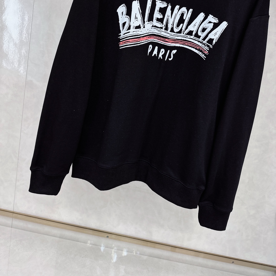 高仿Balenciaga巴黎世家新款黑色衛衣男女同款