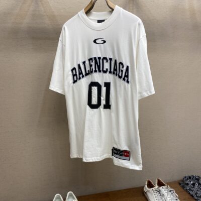 原單Balenciaga巴黎世家BASKETBALL SERIES白色廓形T恤