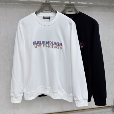 原單Balenciaga巴黎世家新款胸前精緻刺繡字母logo兩色衛衣