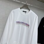 原單Balenciaga巴黎世家新款胸前精緻刺繡字母logo兩色衛衣