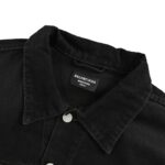 高仿Balenciaga巴黎世家新款高溫燙鑽字母黑色牛仔外套