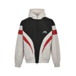 高仿Balenciaga巴黎世家新款3B紅白拼接連帽衝鋒衣夾克外套