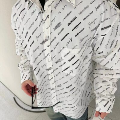 高仿Balenciaga巴黎世家新款滿幅英文字母長袖襯衫