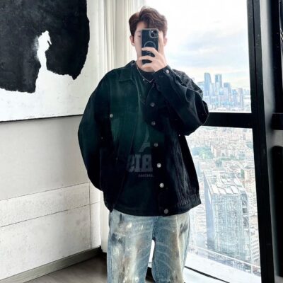 高仿Balenciaga巴黎世家新款後背雙B印花牛仔外套