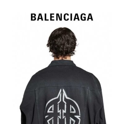 高仿Balenciaga巴黎世家新款後背雙B印花牛仔外套