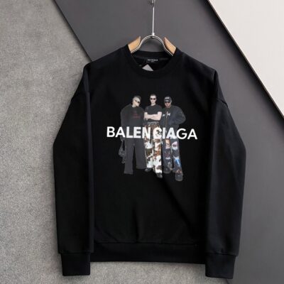 頂級Balenciaga巴黎世家新款字母印花黑色衛衣