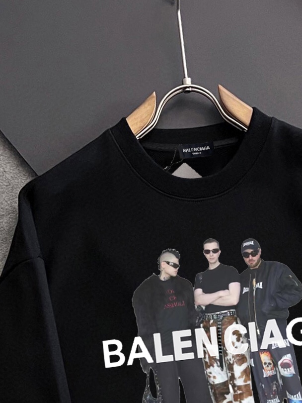 頂級Balenciaga巴黎世家新款字母印花黑色衛衣