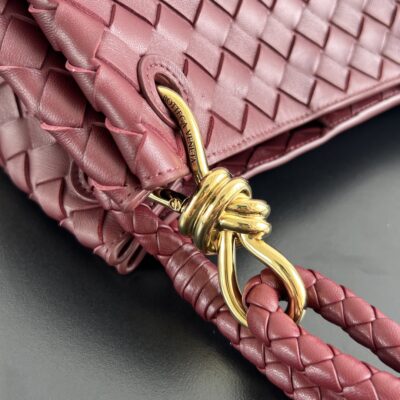 BV寶緹嘉1:1新款棗紅色intrecciato編織皮革手提包