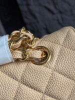 高仿網站chanel香奈兒新款CF杏色單肩包金扣AS1112