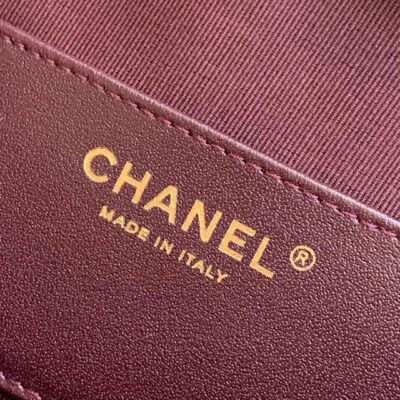 原單chanel香奈兒新款棗紅色保齡球油蠟羊皮斜挎包AS5125